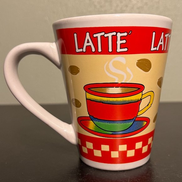 Pair of LATTE & COFFEE Mugs with Café Graphics in Eye-Popping Electric Colors - Picture 2 of 11